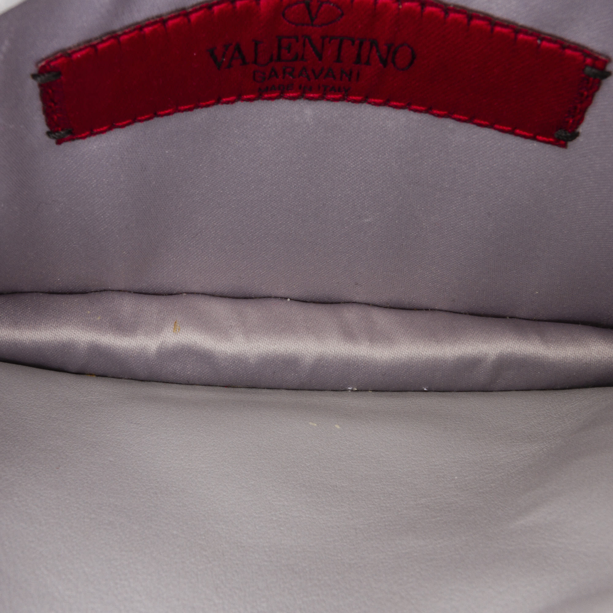 Valentino Rockstud Calfskin Chain Pouch, ONESIZE, gray