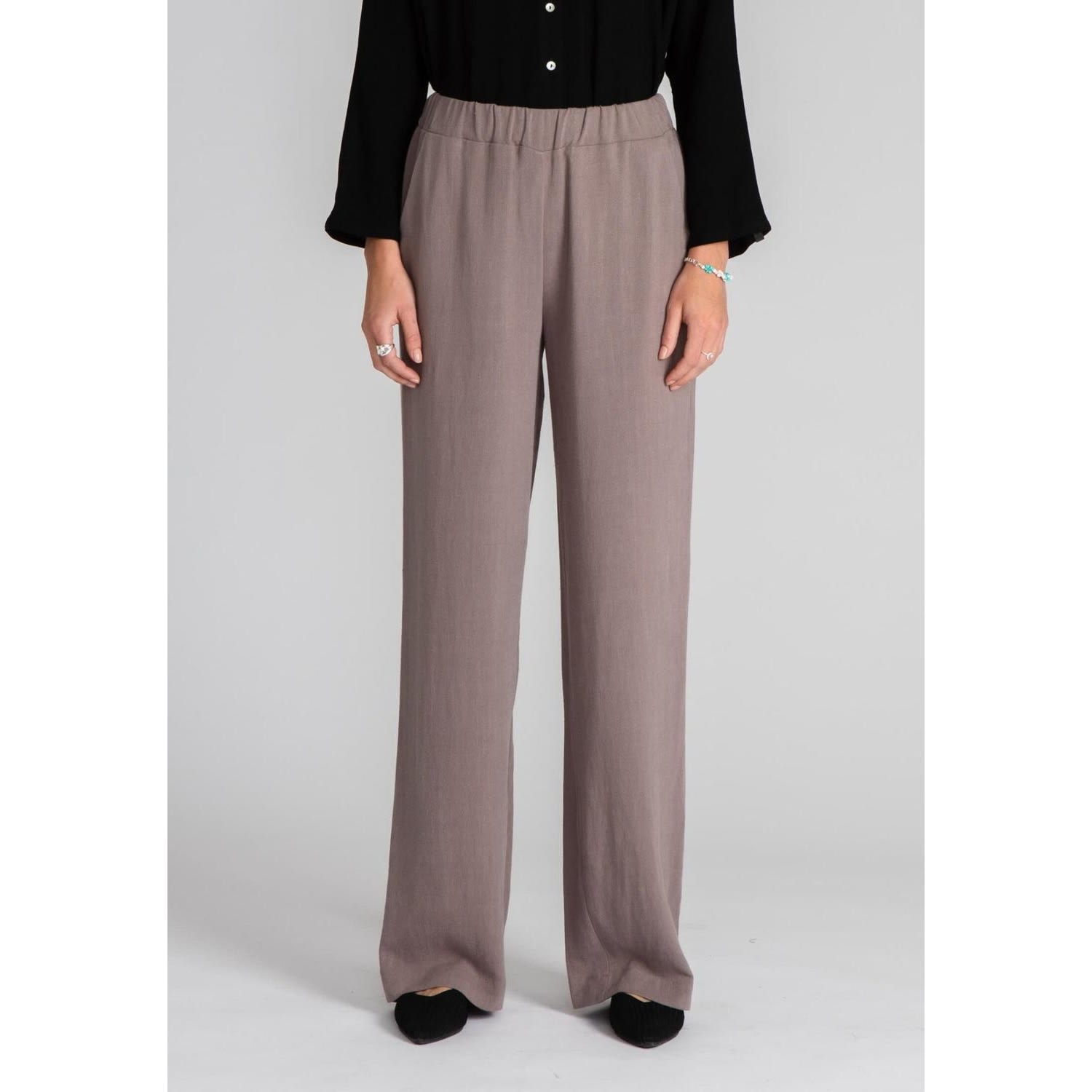 Relaxed Wide Pants - Linnebyxa, taupe