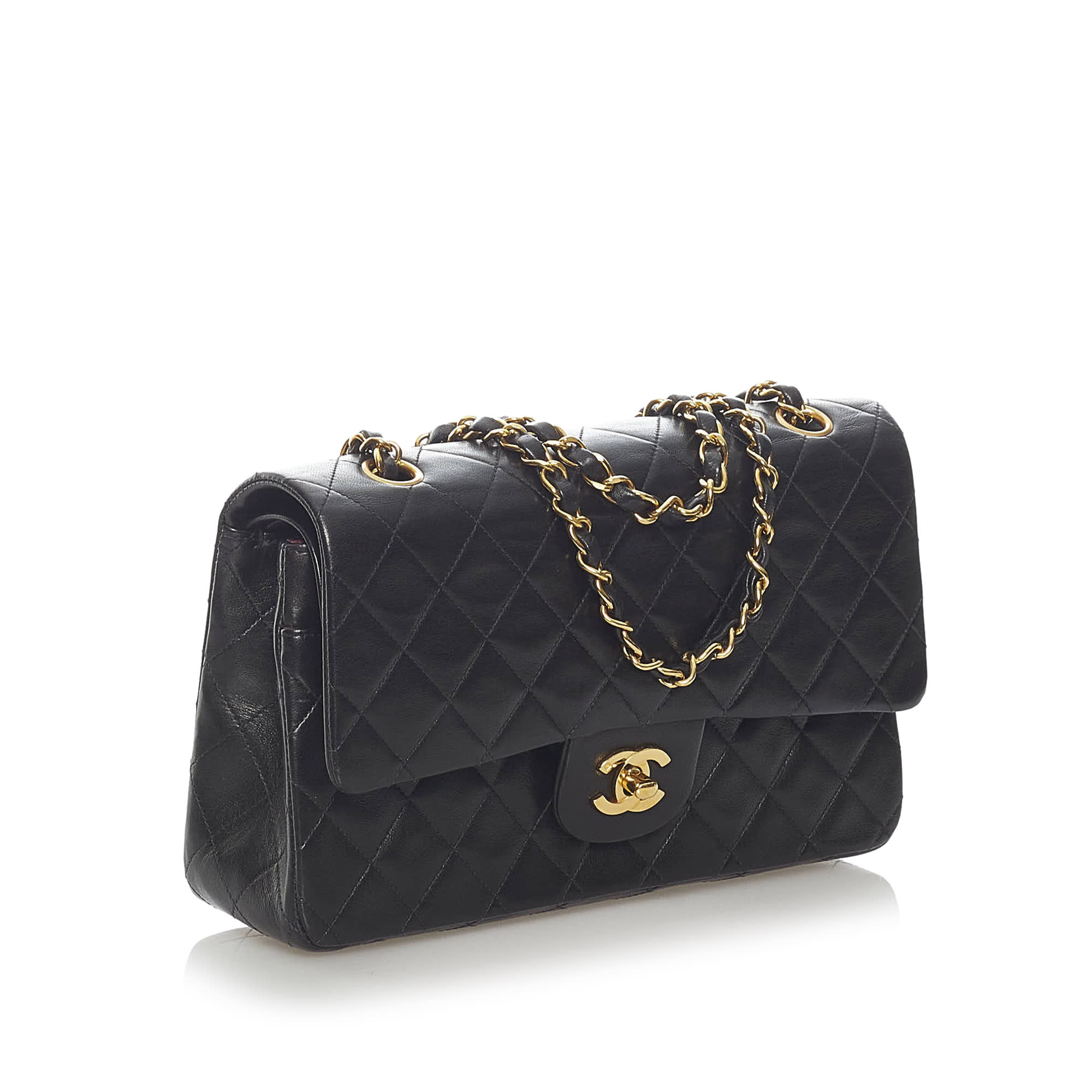 Chanel Classic Medium Lambskin Double Flap Bag, ONESIZE, black