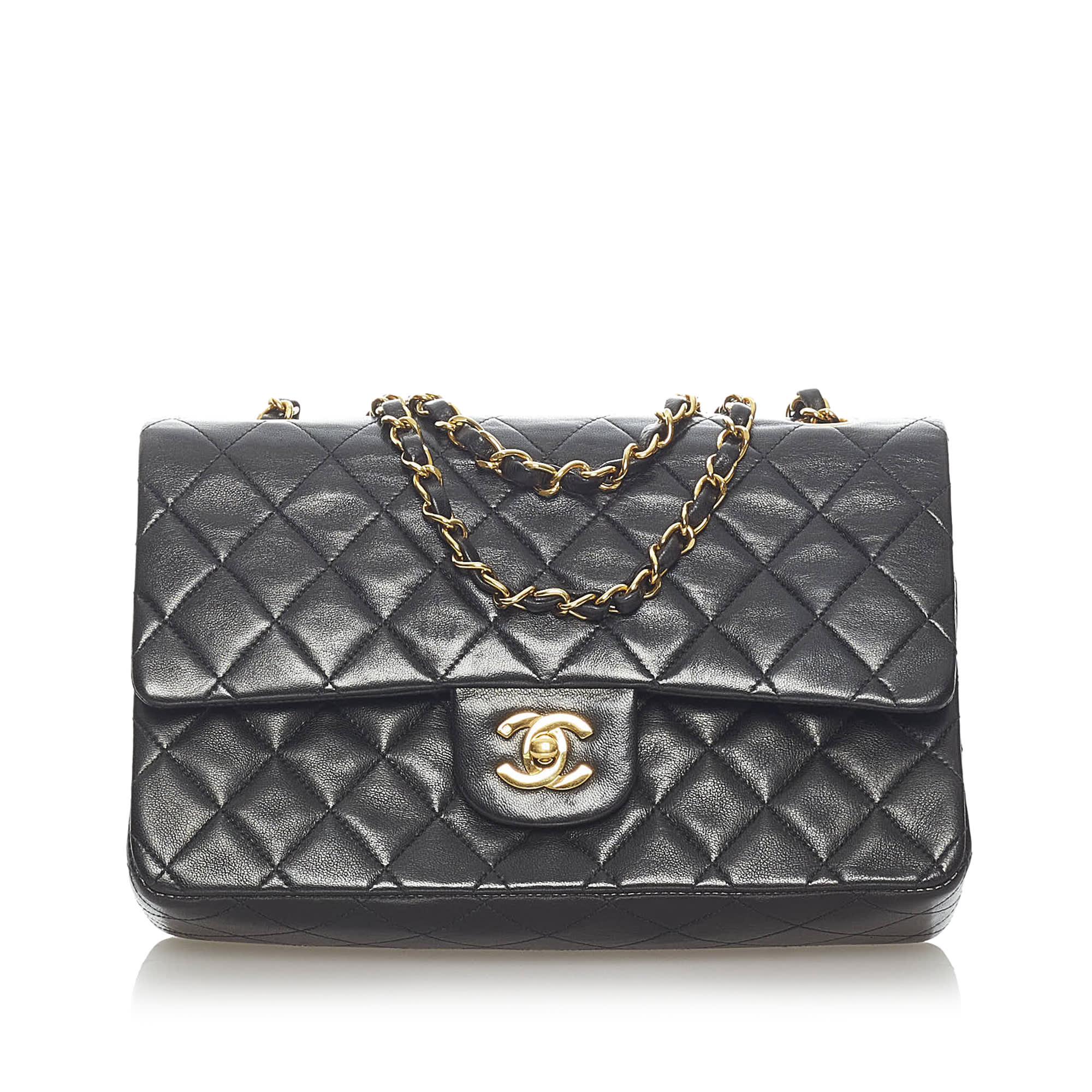 Chanel Classic Medium Lambskin Double Flap Bag, ONESIZE, black