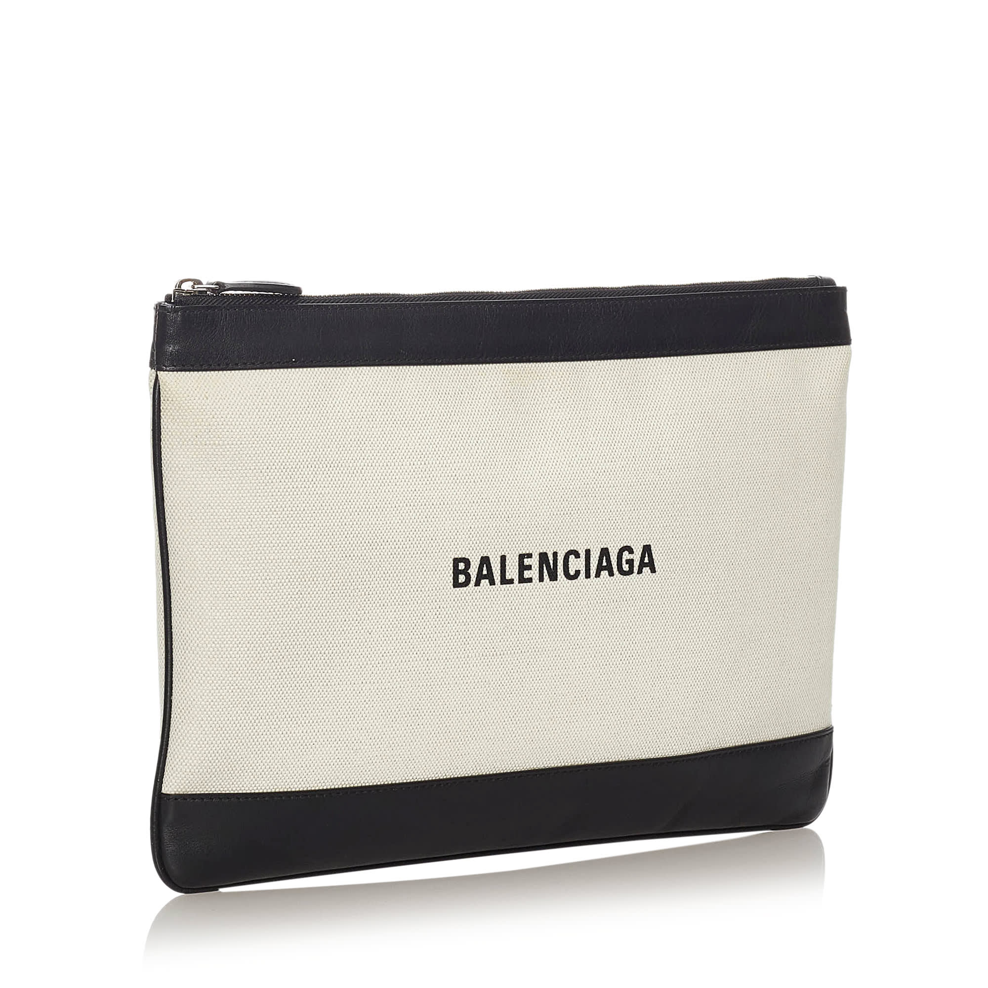 Balenciaga Navy Clip M Clutch Bag, ONESIZE, white