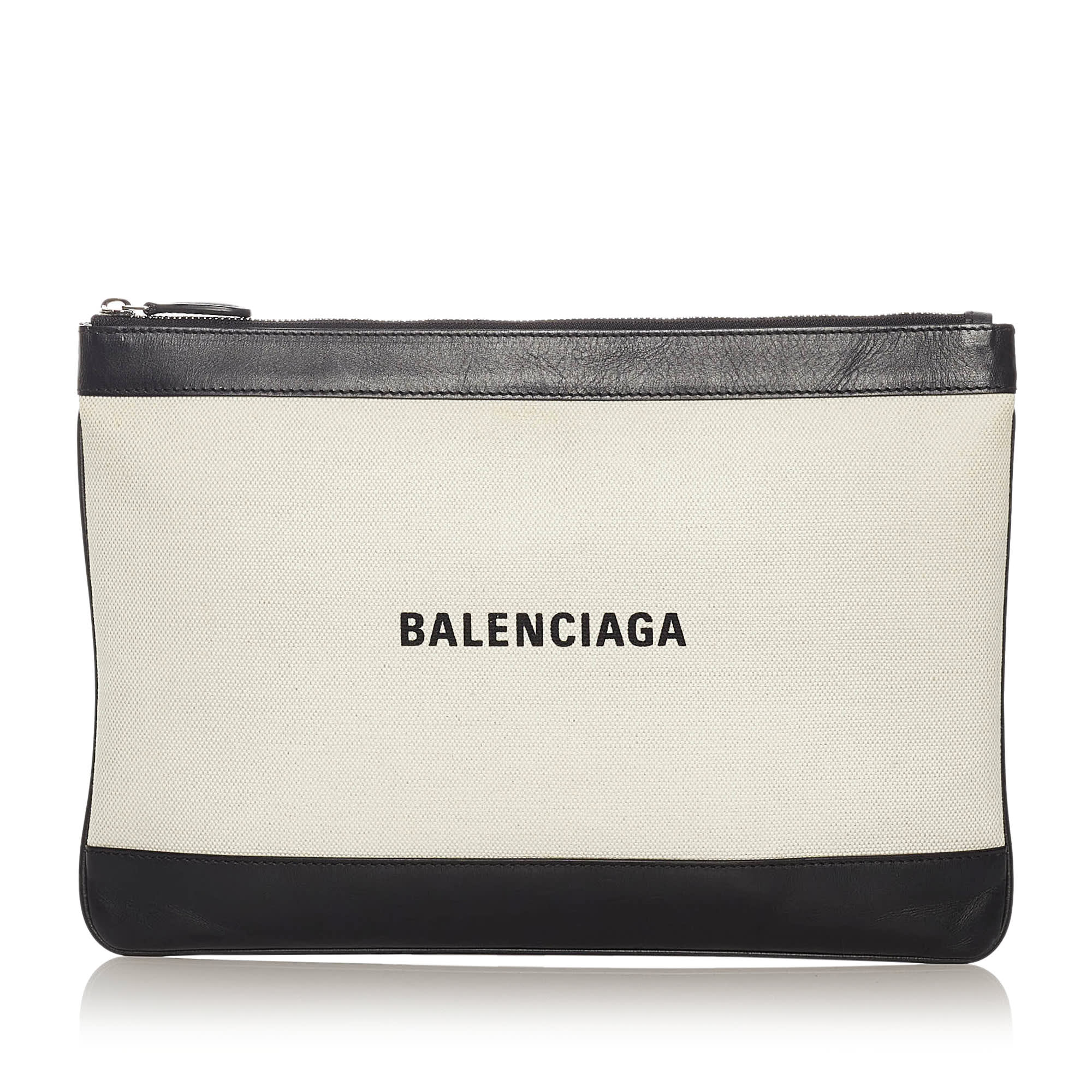 Balenciaga Navy Clip M Clutch Bag, ONESIZE, white