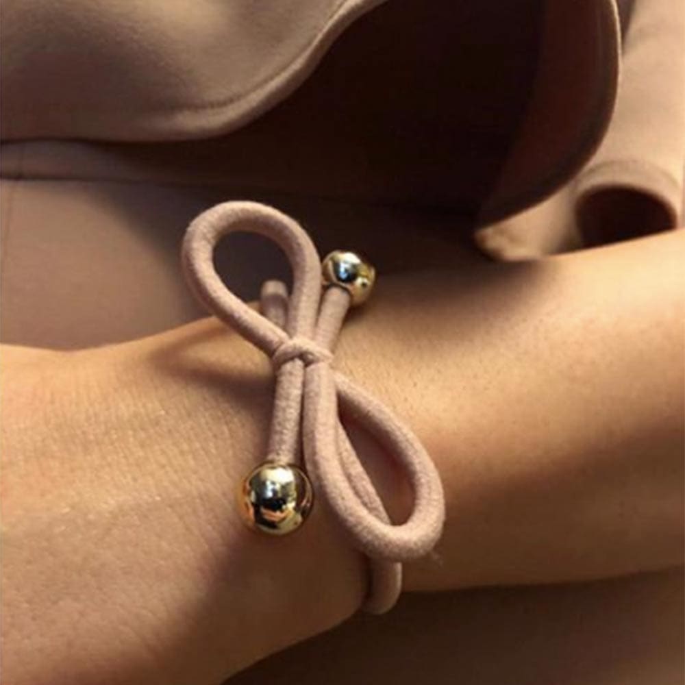 Hair Tie with Gold Bead - Lilac