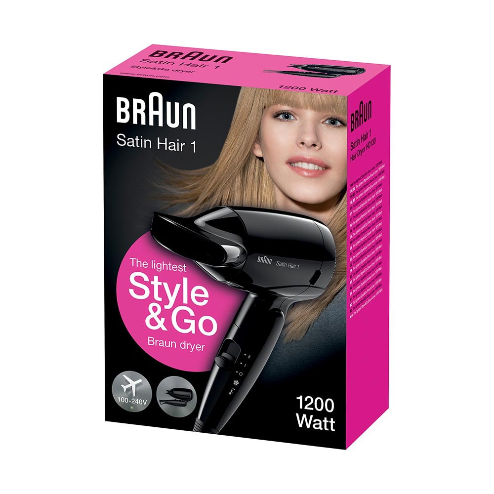 Satin Hair 1 Style&Go Resehårtork HD130 Svart