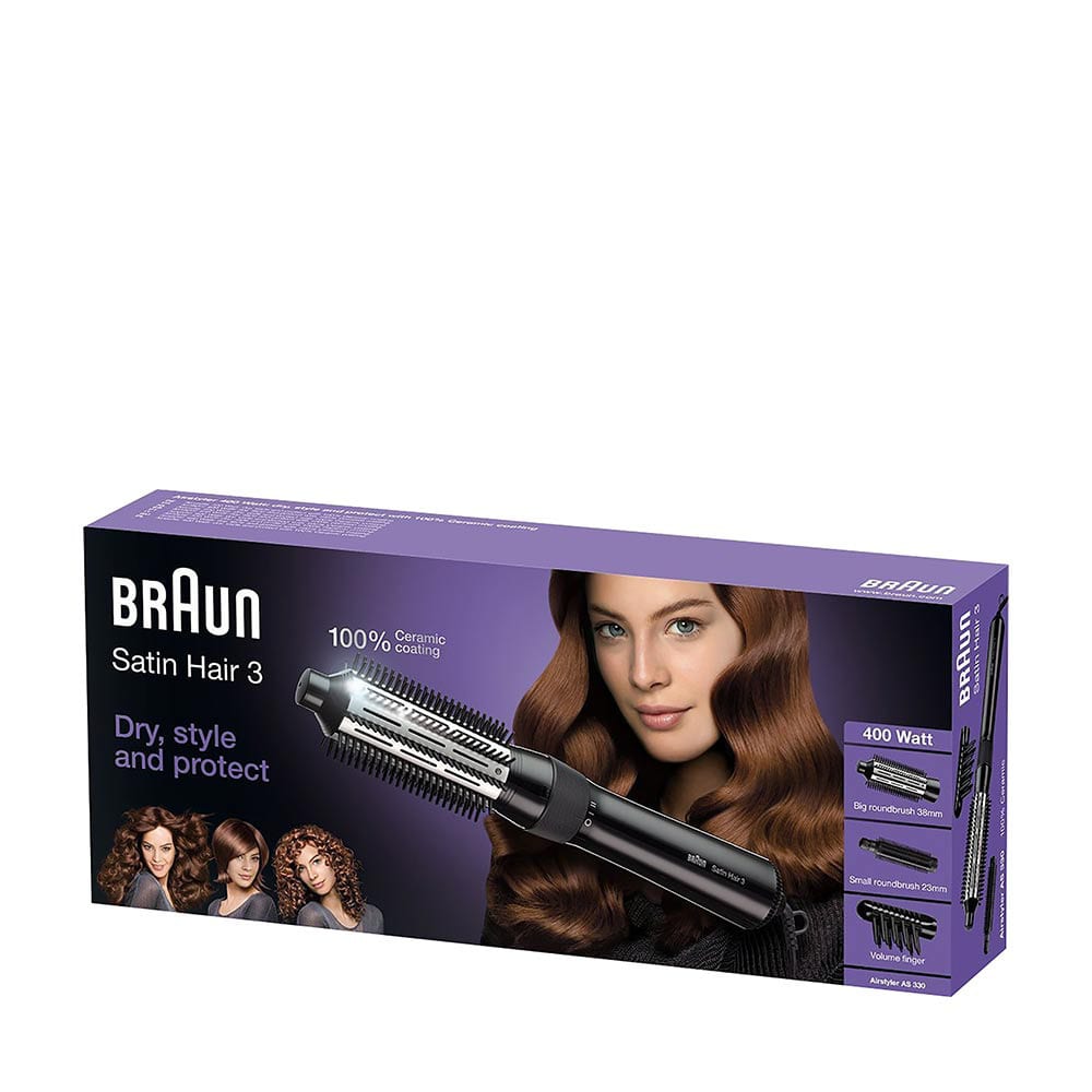 Satin Hair 3 Dry Style & Protect Varmluftsborste AS330 Svart
