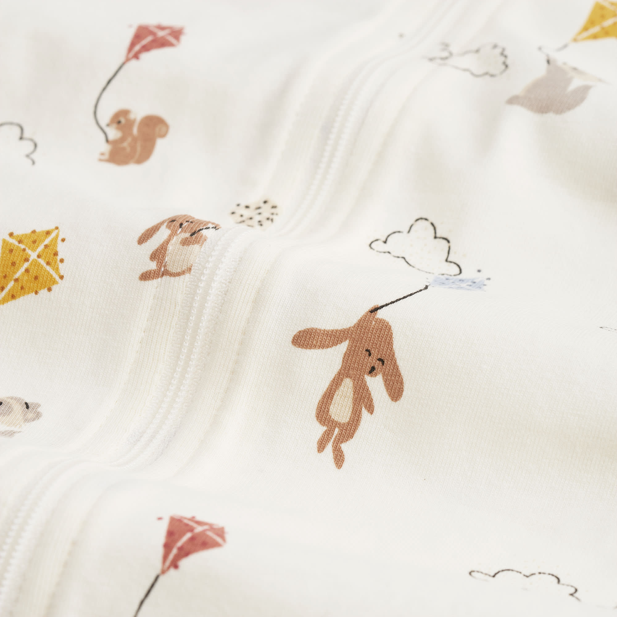 Långärmad bomullspyjamas LONNIE, White Pattern