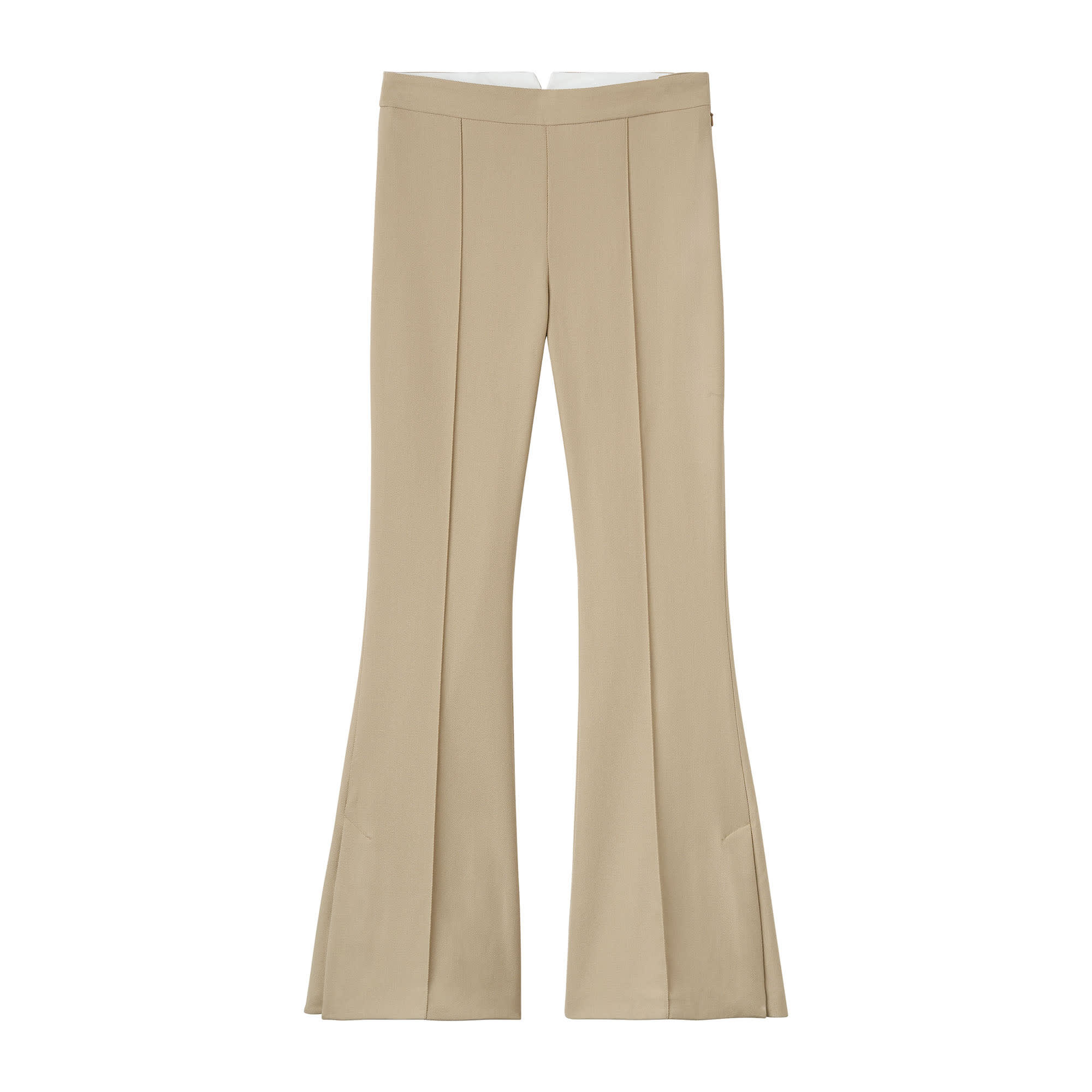 Utsvängd byxa med slits FLARE Wool twill