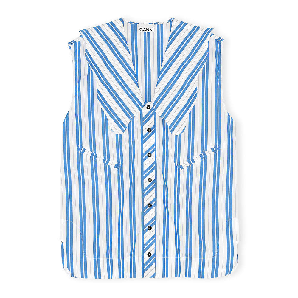 Stripe Cotton Oversized Sleeveless Shirt, Daphne