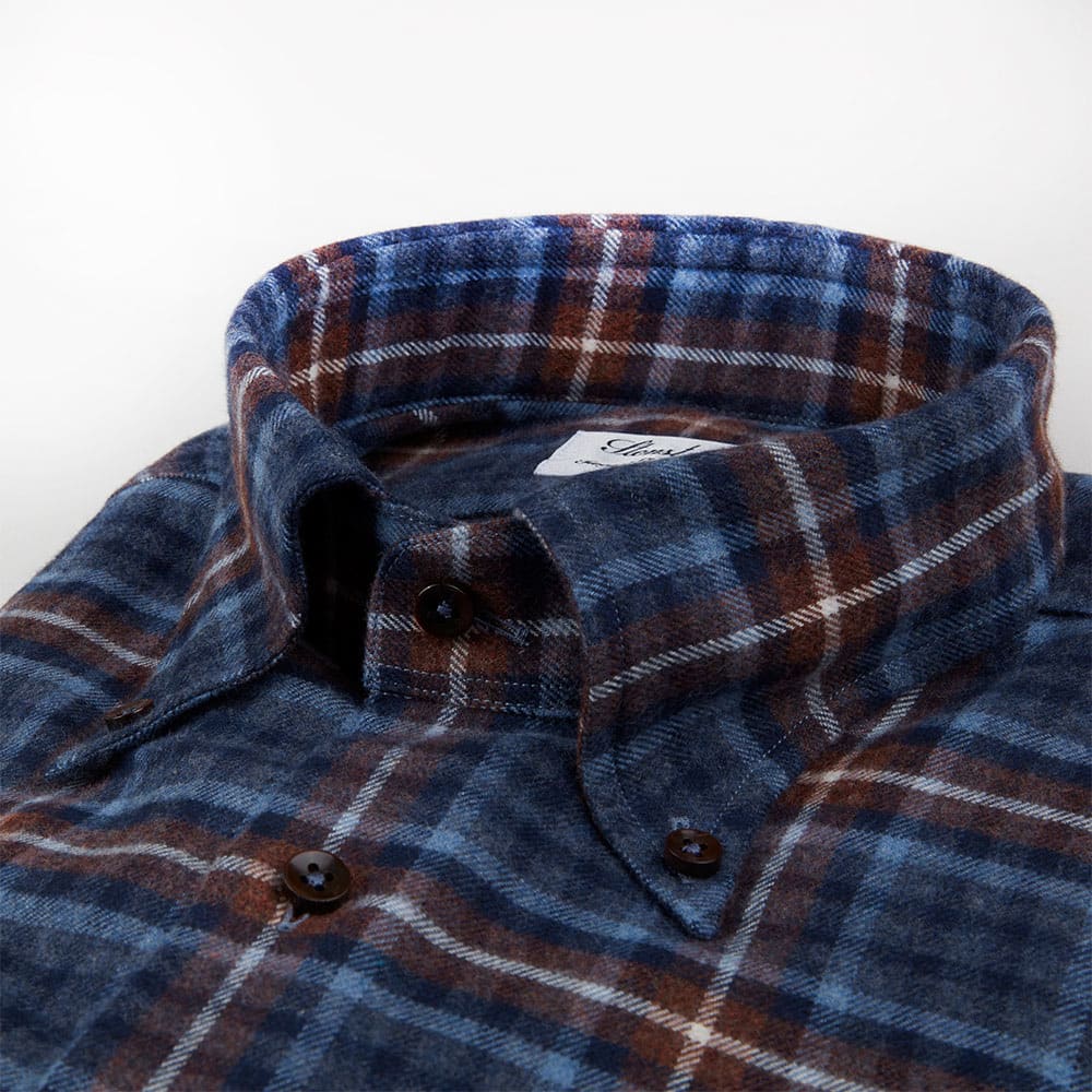 Fitted Body Shirt Checked Flannel , Blue Check