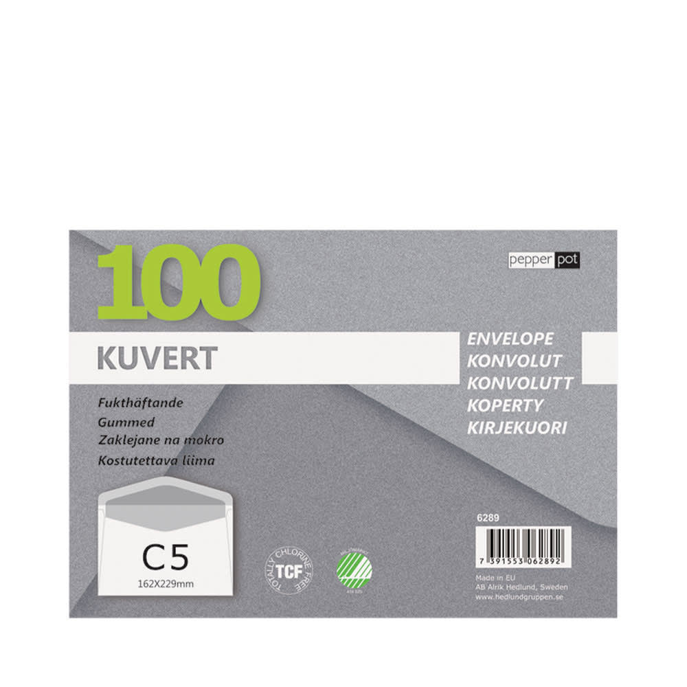 Kuvert C5 Vit 100-pack från Hedlunds