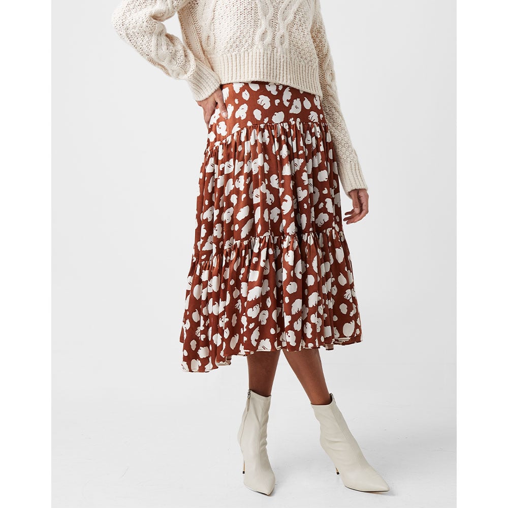 Aimee Inu Tiered Skirt, Brown Patina/Clcream