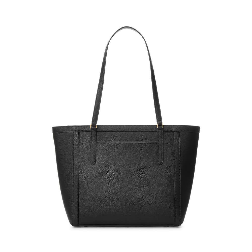 Crosshatch Leather Medium Clare Tote i Black från Lauren Ralph Lauren