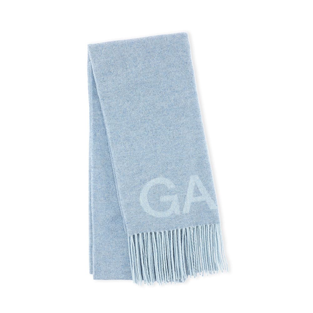 Fringed Wool Scarf Wool Mix Placid Blue, ONE SIZE, Placid Blue