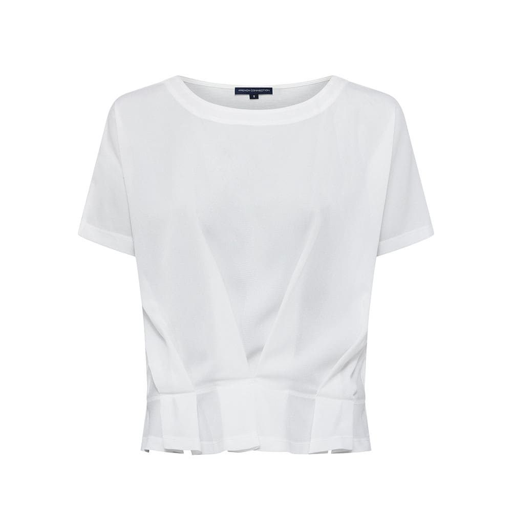 Augusta White Pleat Peplum Hem Top Shirt