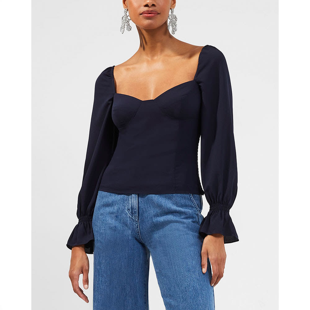 Eryl Light Crepe Navy Blouse Shirt från French Connection