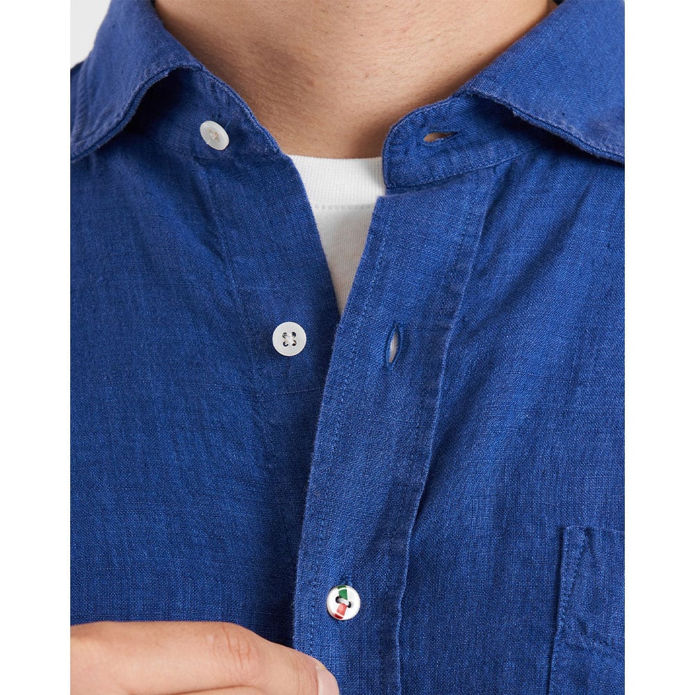 Linus Linen Shirt, Blue Depth