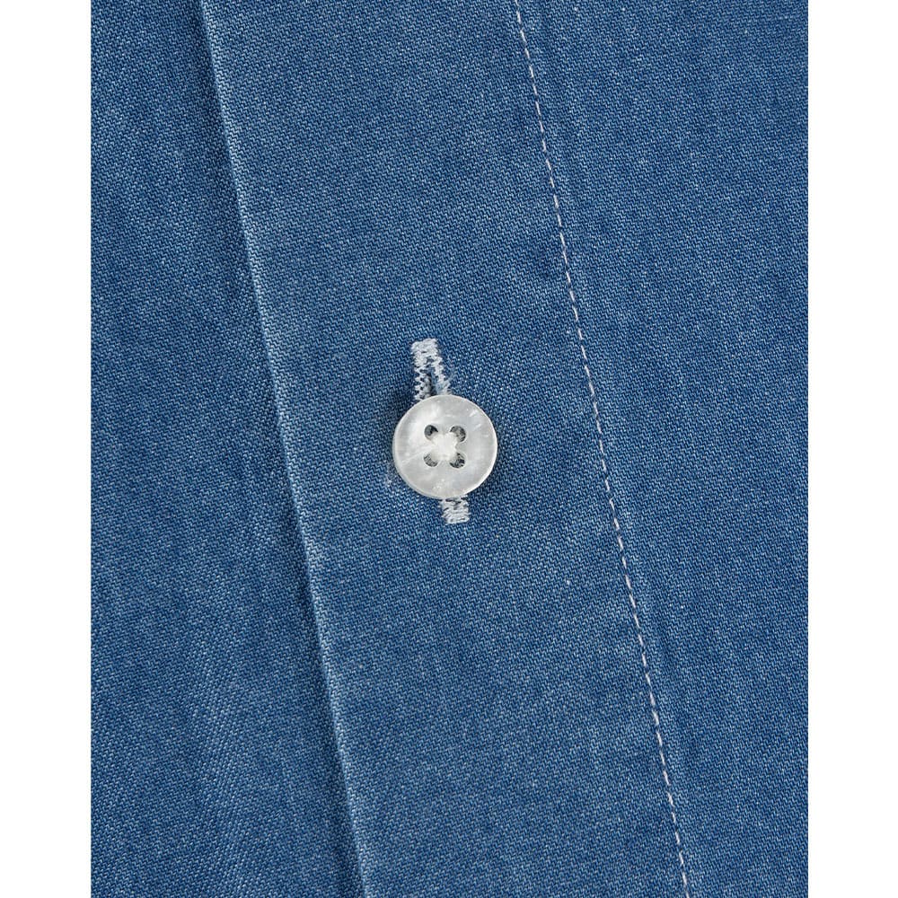 Denim Button Down Regular Fit Shirt, Riviera Blue Plain
