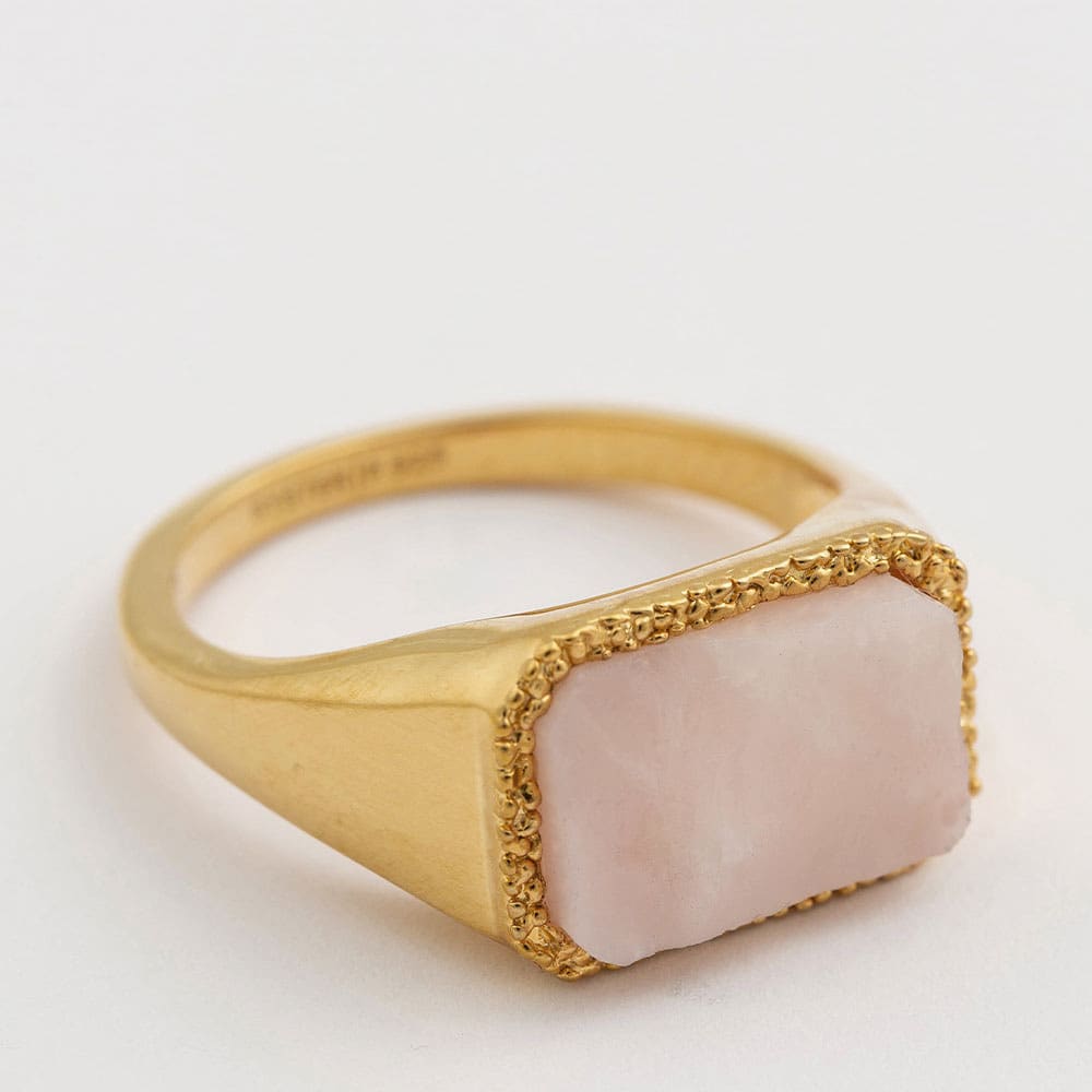 Space Dust Stone Ring, Gold Pink Opal