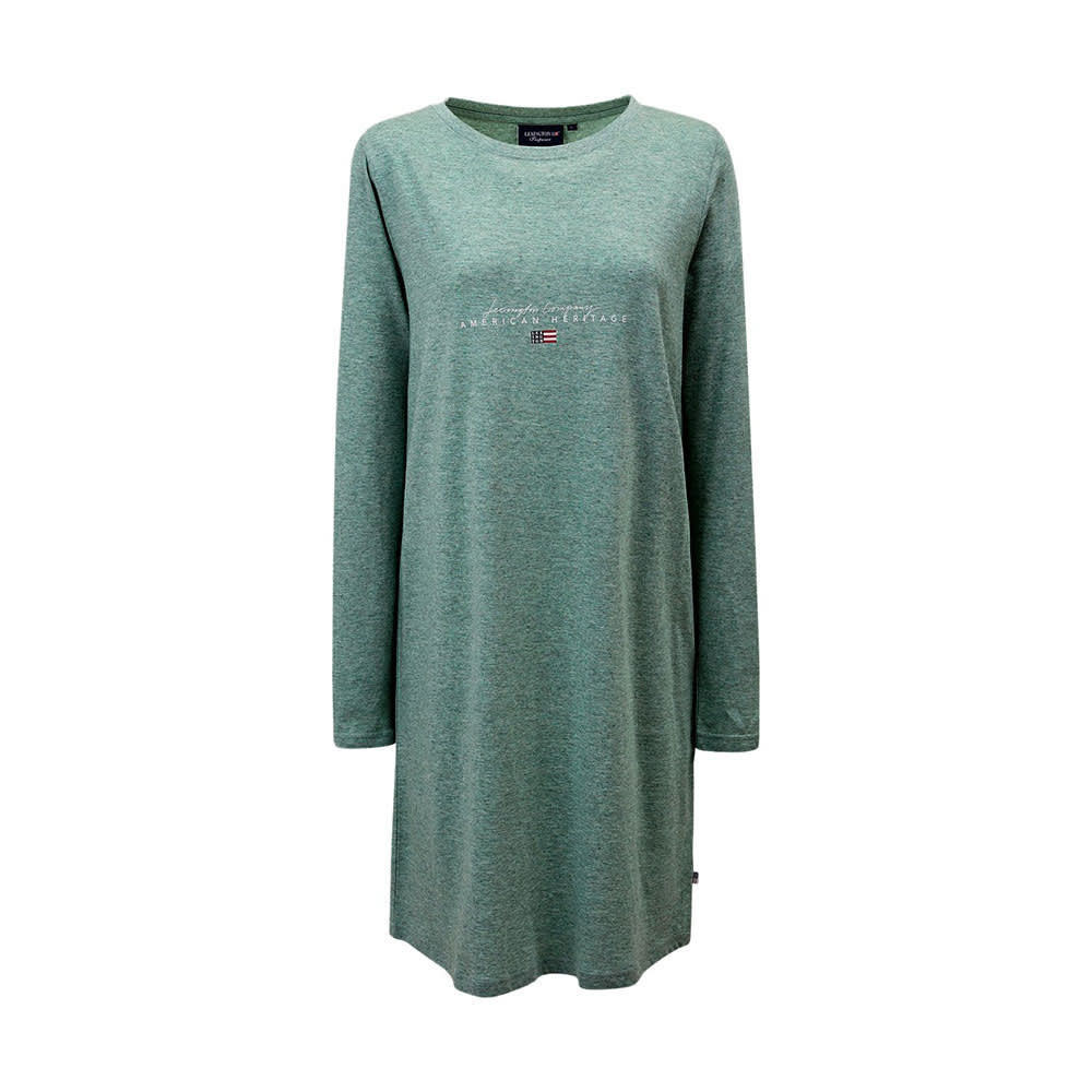 Hannah Cotton Modal Nightgown i Green Melange från Lexington Åhlens