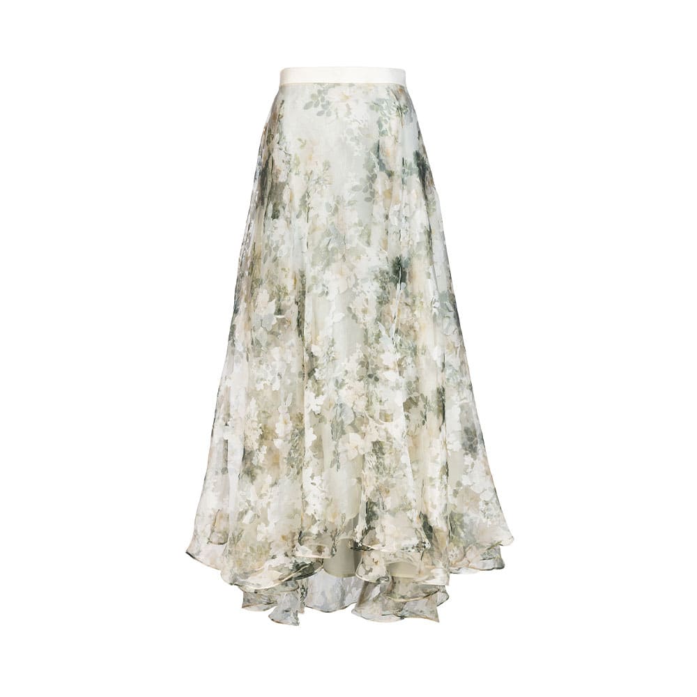 Gardenia Skirt, Green Floral