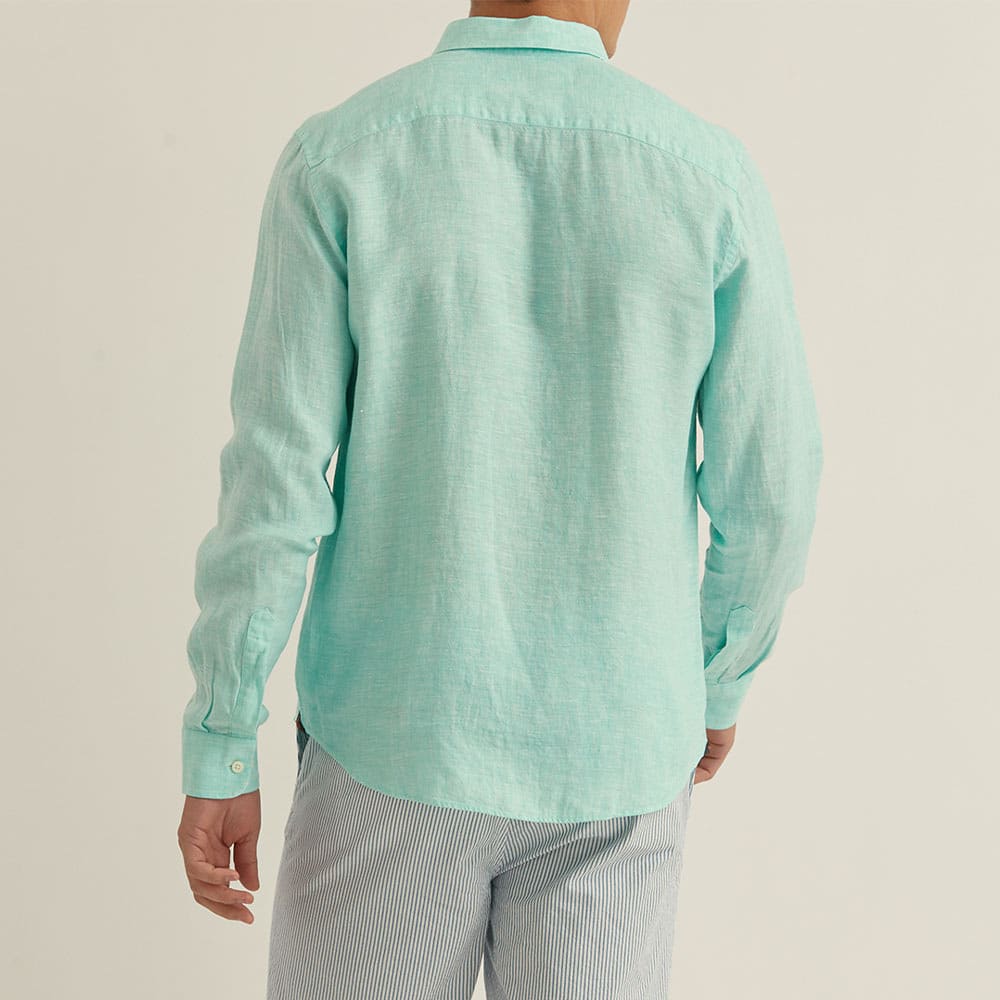 Douglas Linen Shirt, Turquoise