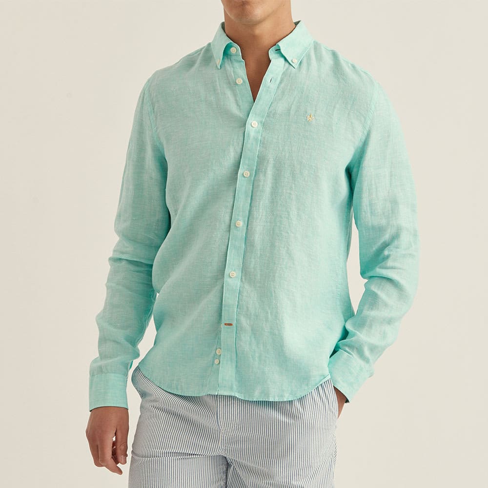 Douglas Linen Shirt, Turquoise