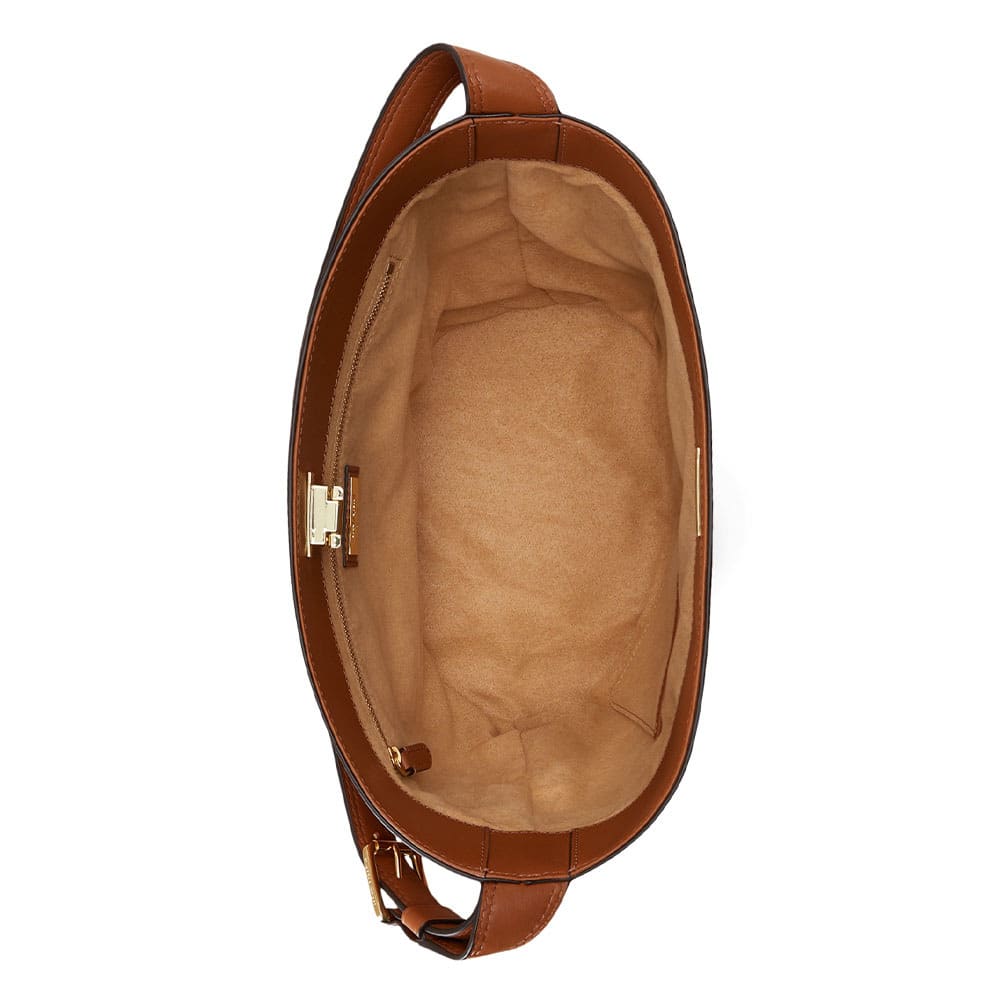 Leather Medium Harlow Bucket Bag, Black
