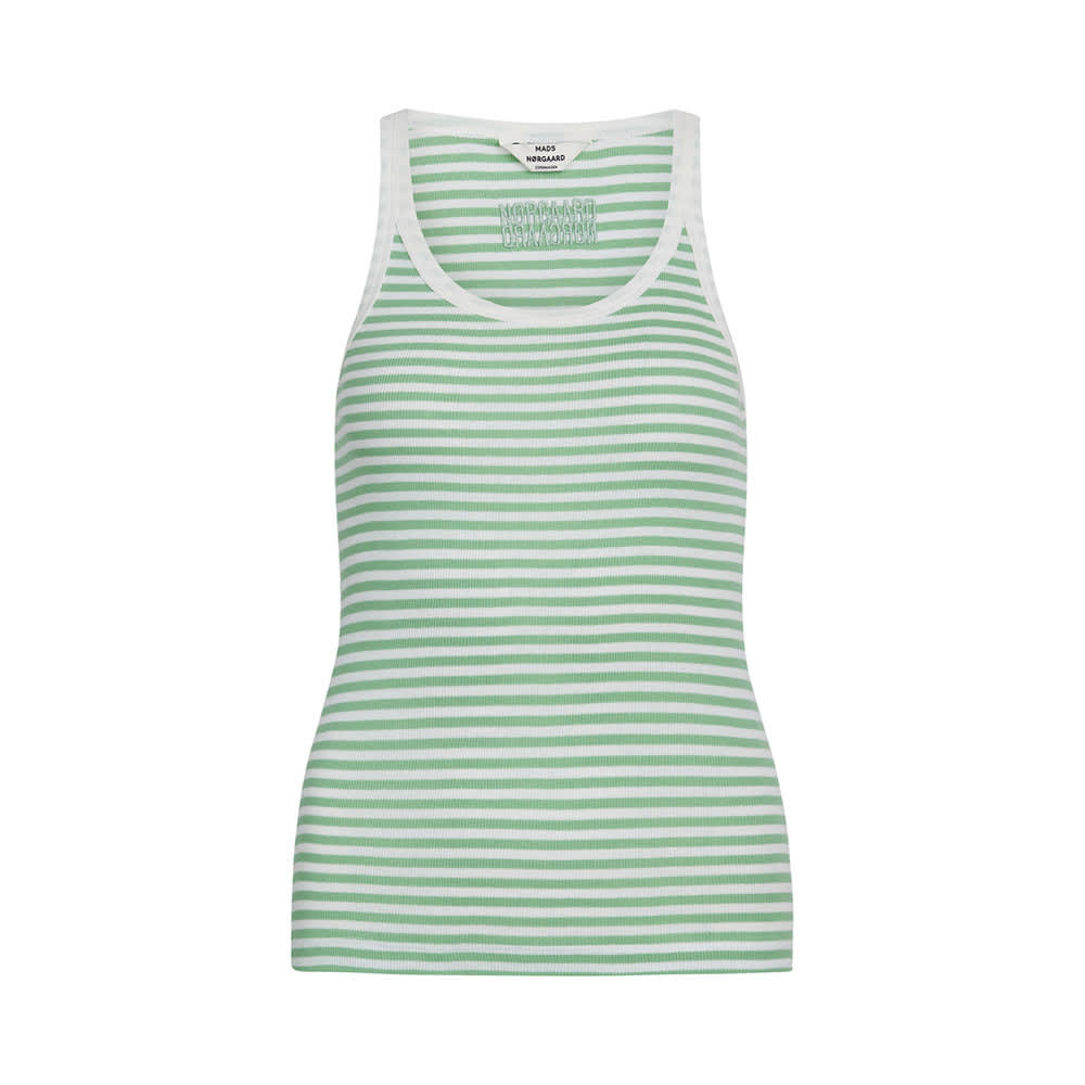 2x2 Cotton Stripe Top, Light Grass Green/White