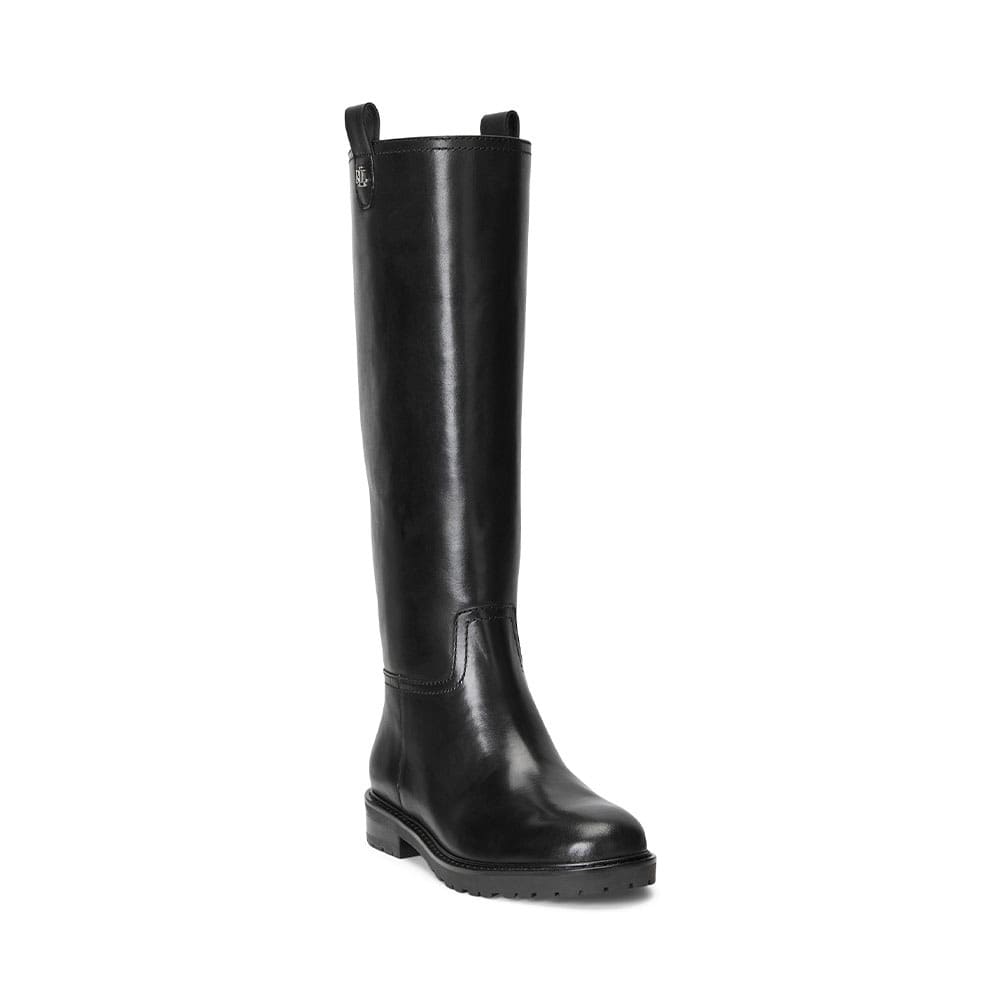 Elden Burnished Leather Riding Boot i Black från Lauren Ralph Lauren