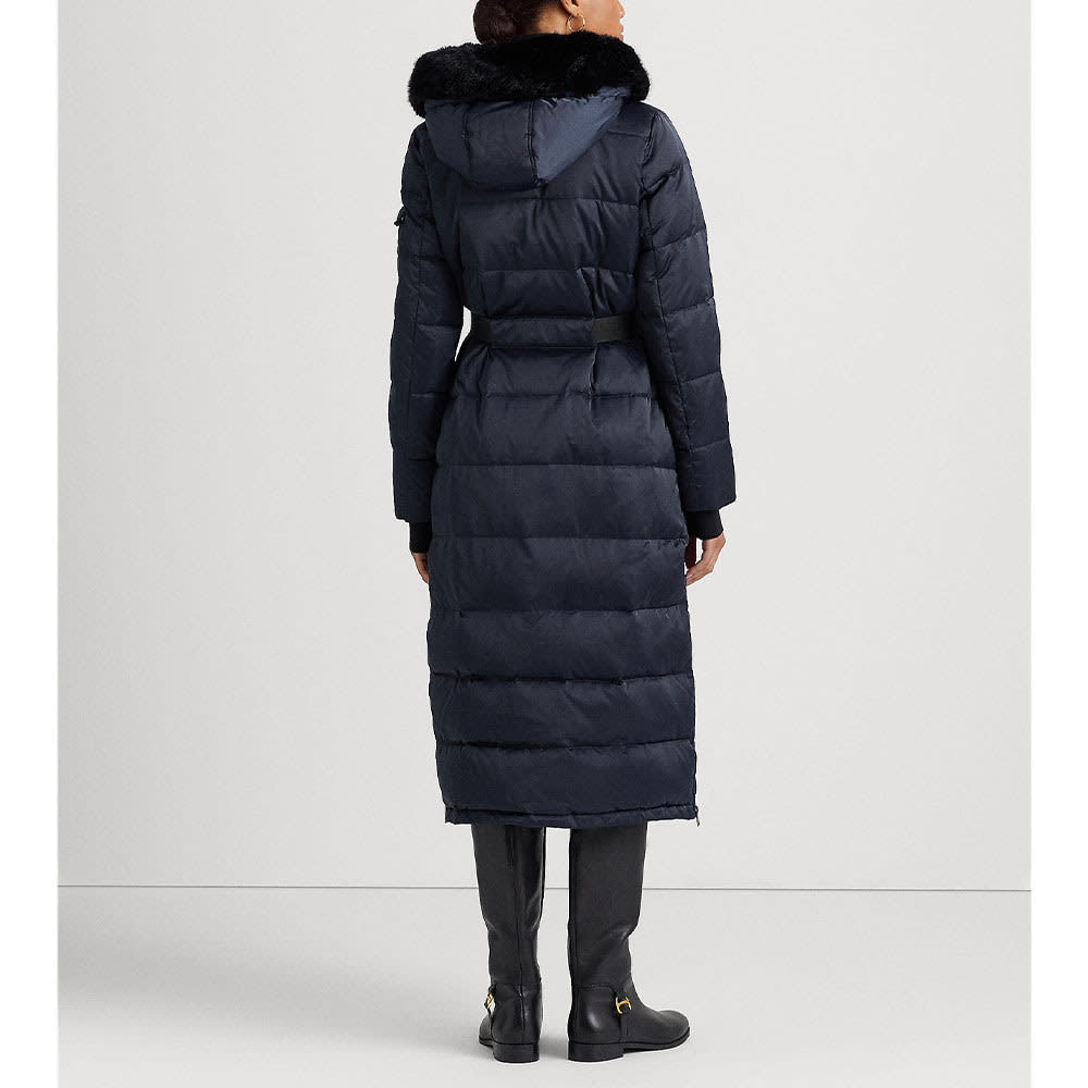 Belted Satin Maxi Down Coat i Dk Navy från Lauren Ralph Lauren Åhlens