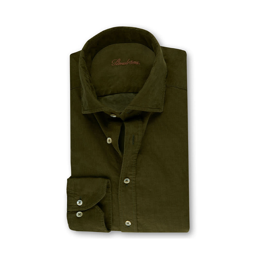 Casual Dark  Corduroy Shirt, Green