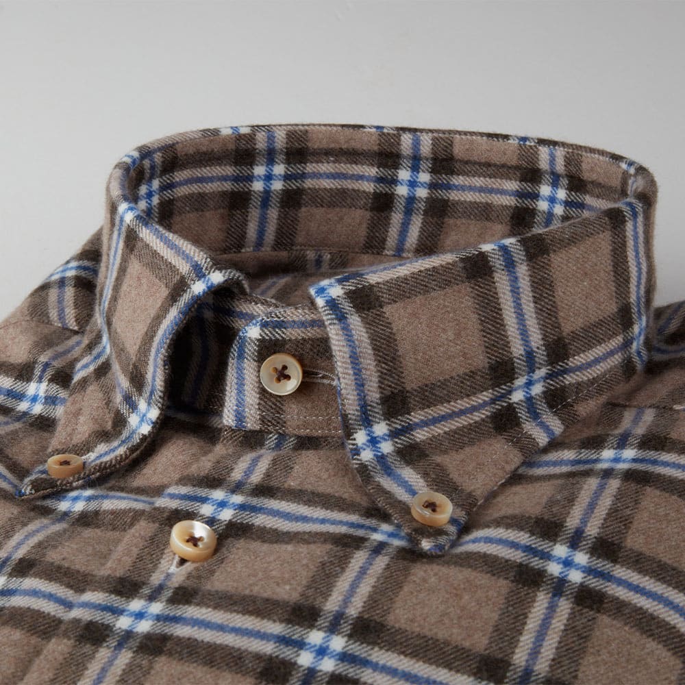  Checked Flannel Shirt, Light Brown Check