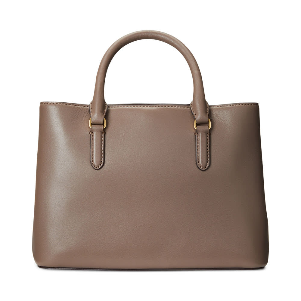 Smooth Leather Small Marcy Satchel, Truffle
