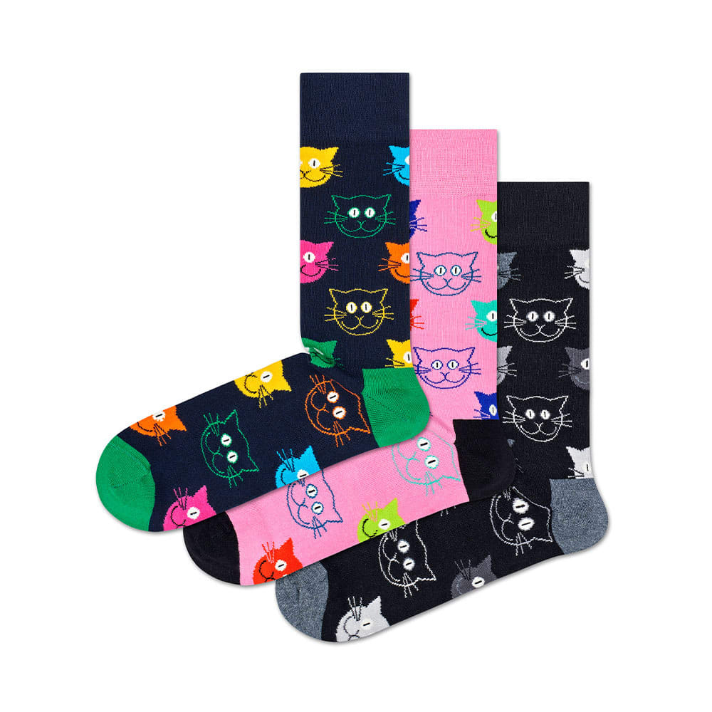 3-Pack Mixed Cat Socks Gift Set från Happy Socks