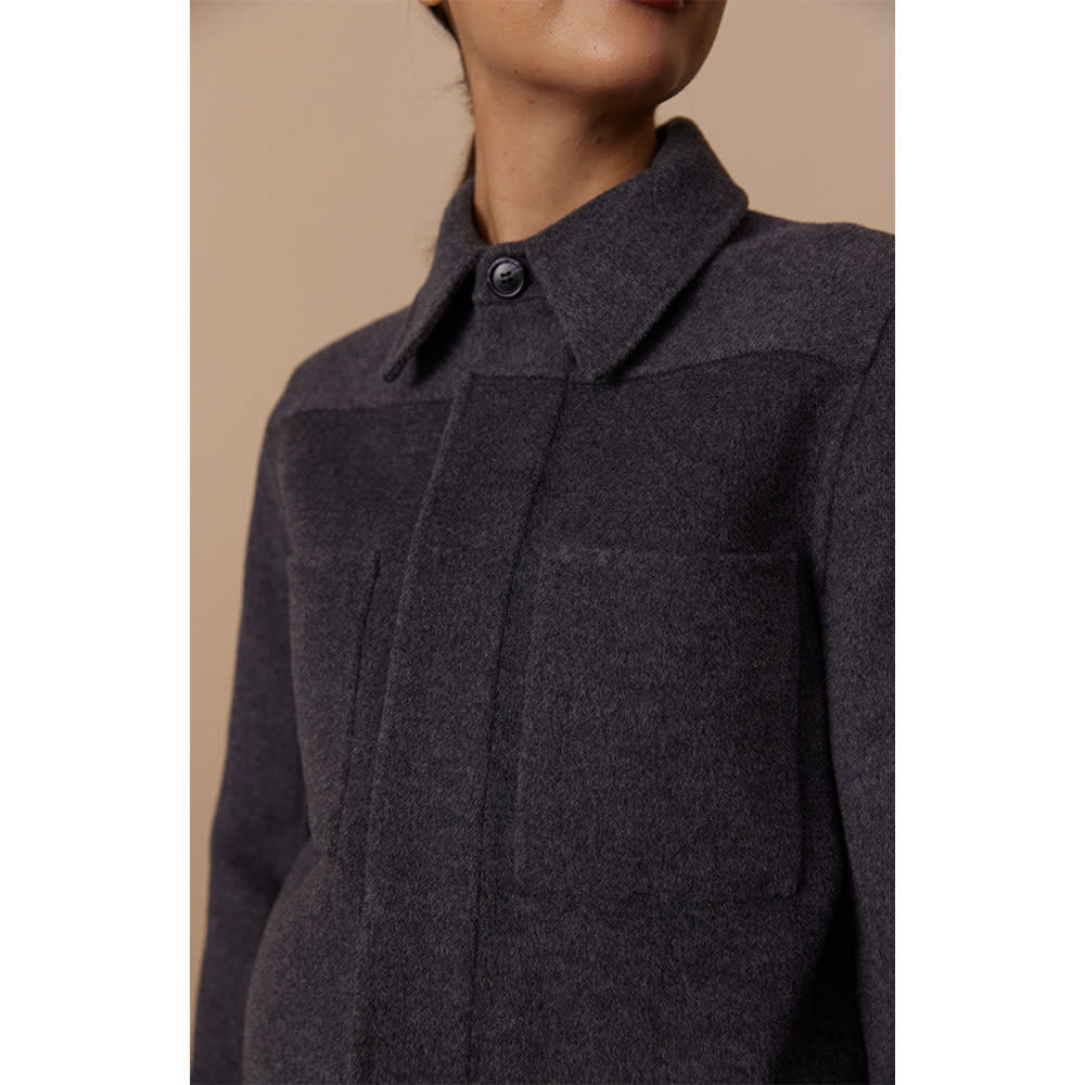 Marion Double Wool Jacket, Dark Grey