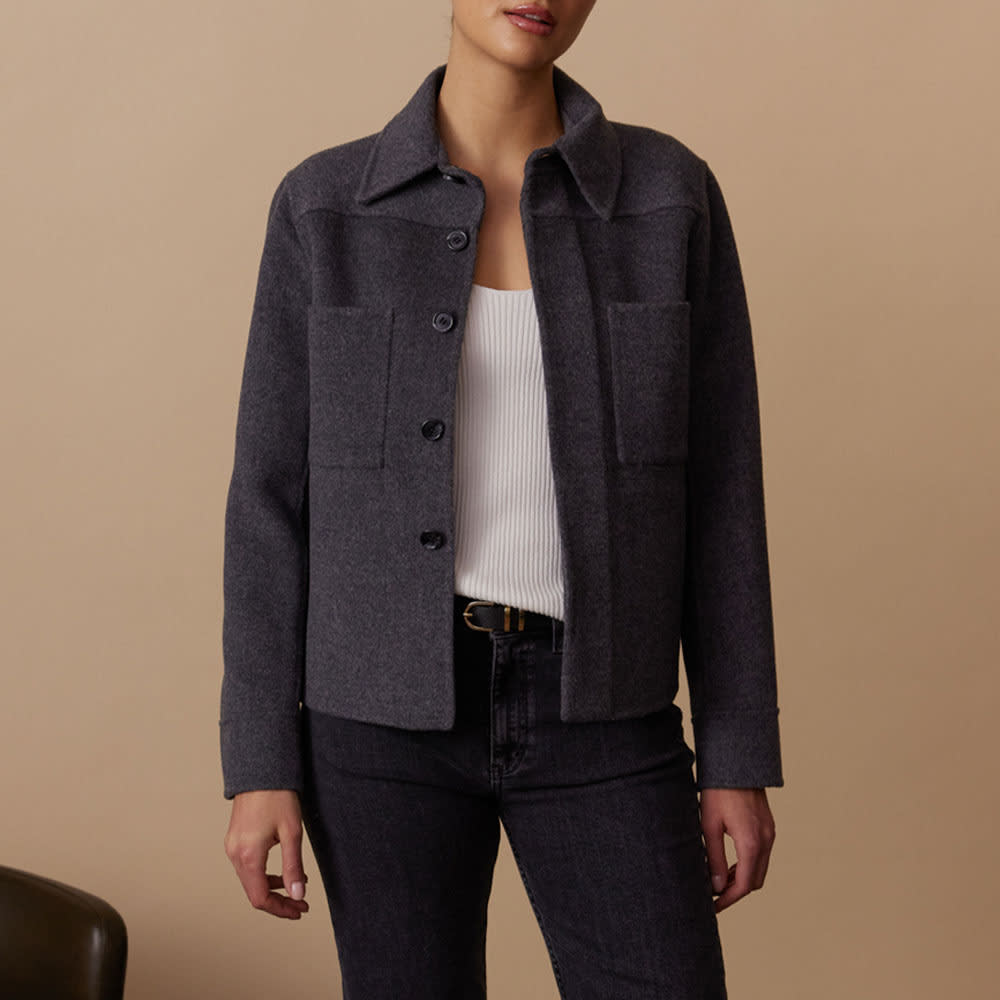 Marion Double Wool Jacket, Dark Grey