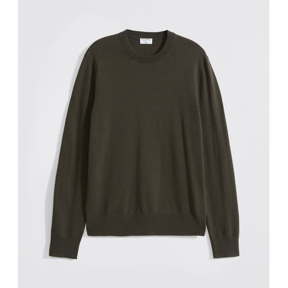 Cotton Merino Sweater, Dark Forest