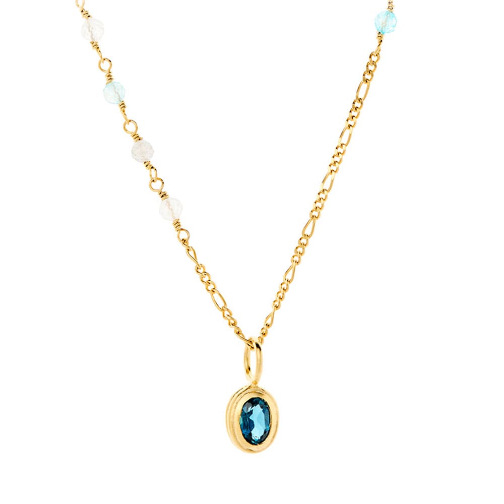 Hellir Blue Ice Necklace, Goldplated Sterling Silver