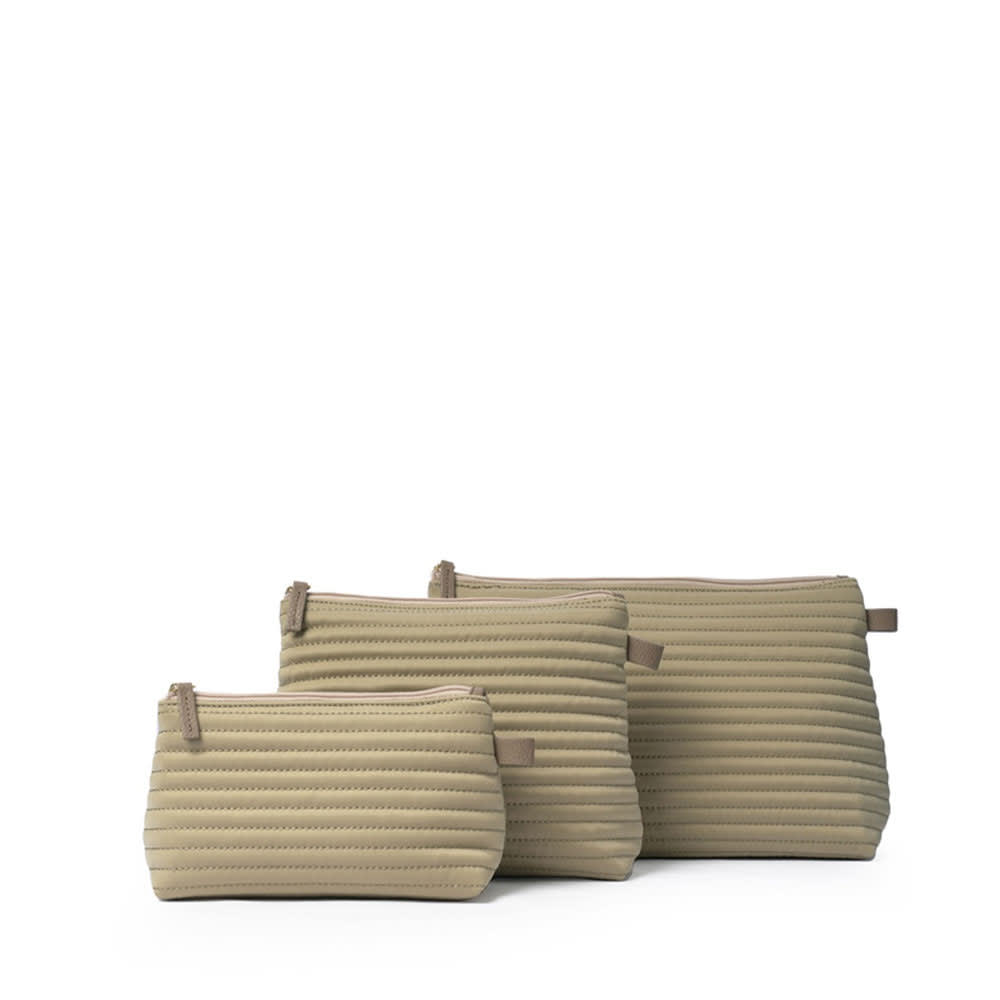 Necessär S Taupe Soft Quilted Stripes, Taupe