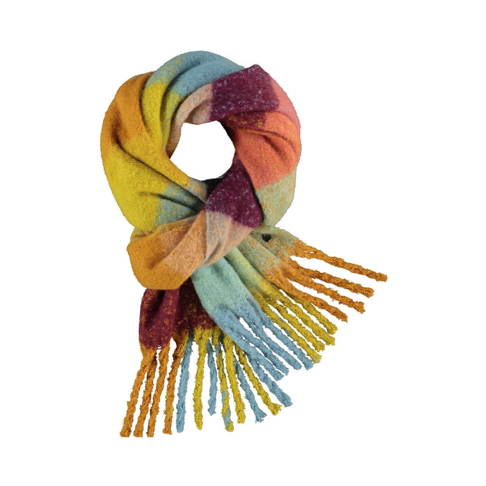 Fringed Scarf With Plaids, 230x40, Multicolor