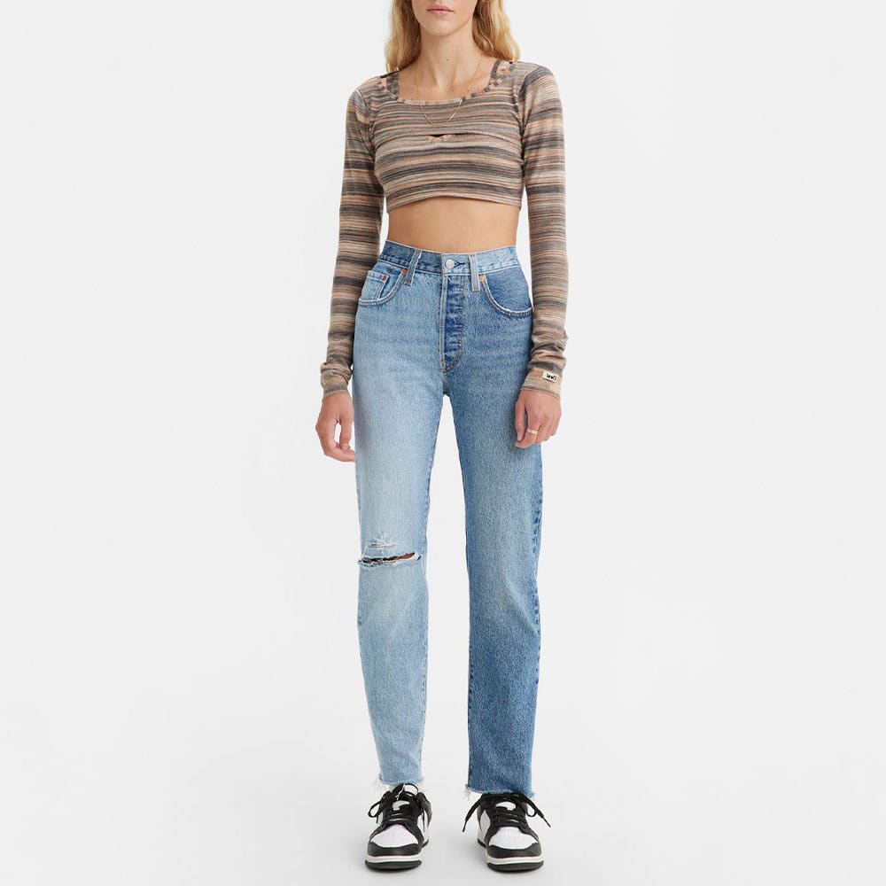 501 Jeans Two Tone Two Tone In, Med Indigo - Worn In