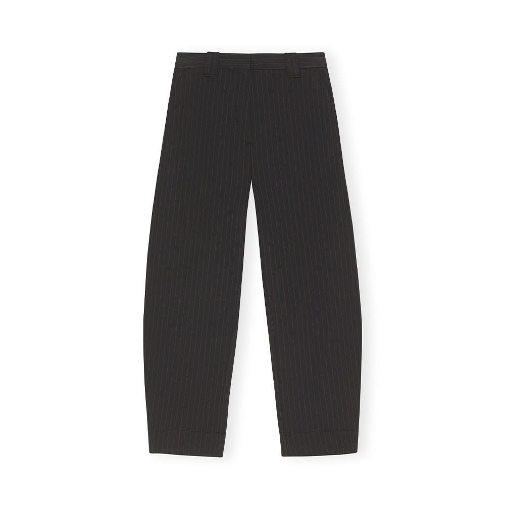Tailored Pants Stretch Stripe Mid Waist Pants, Black