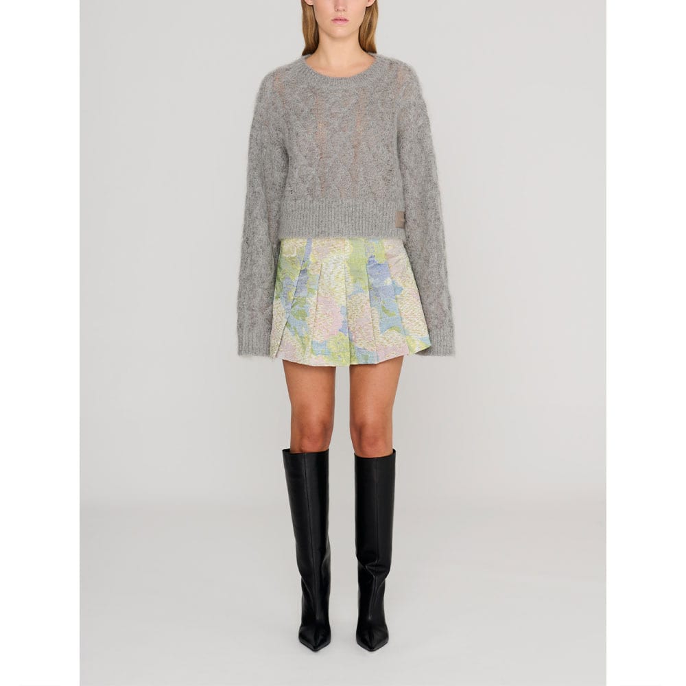 Fluffy Mohair Cropped Sweater Grey