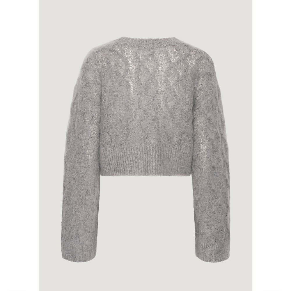 Fluffy Mohair Cropped Sweater Grey