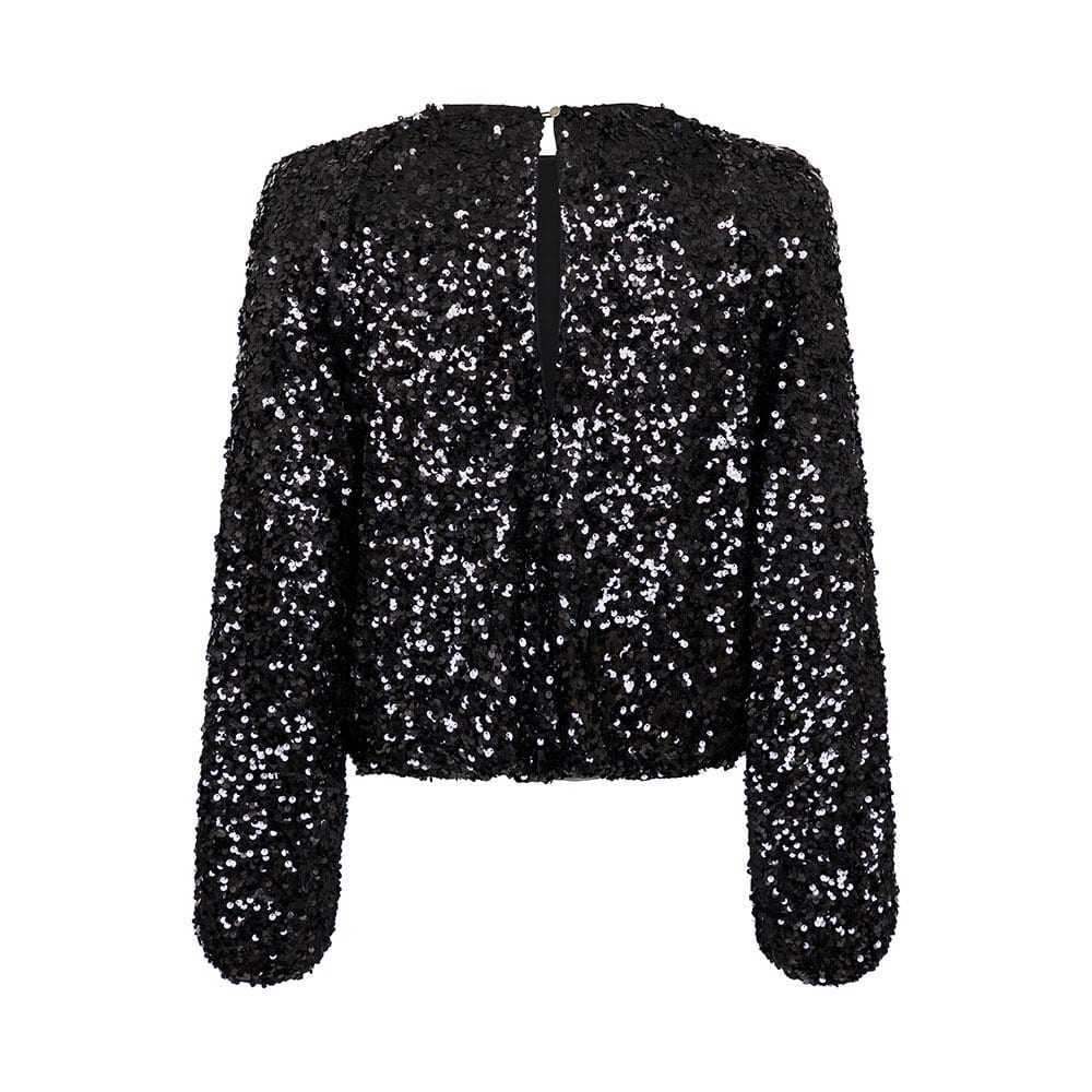 Fall Sequins Blouse, Black