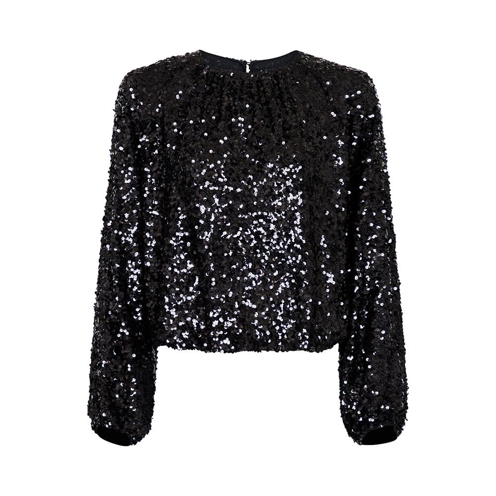 Fall Sequins Blouse, Black