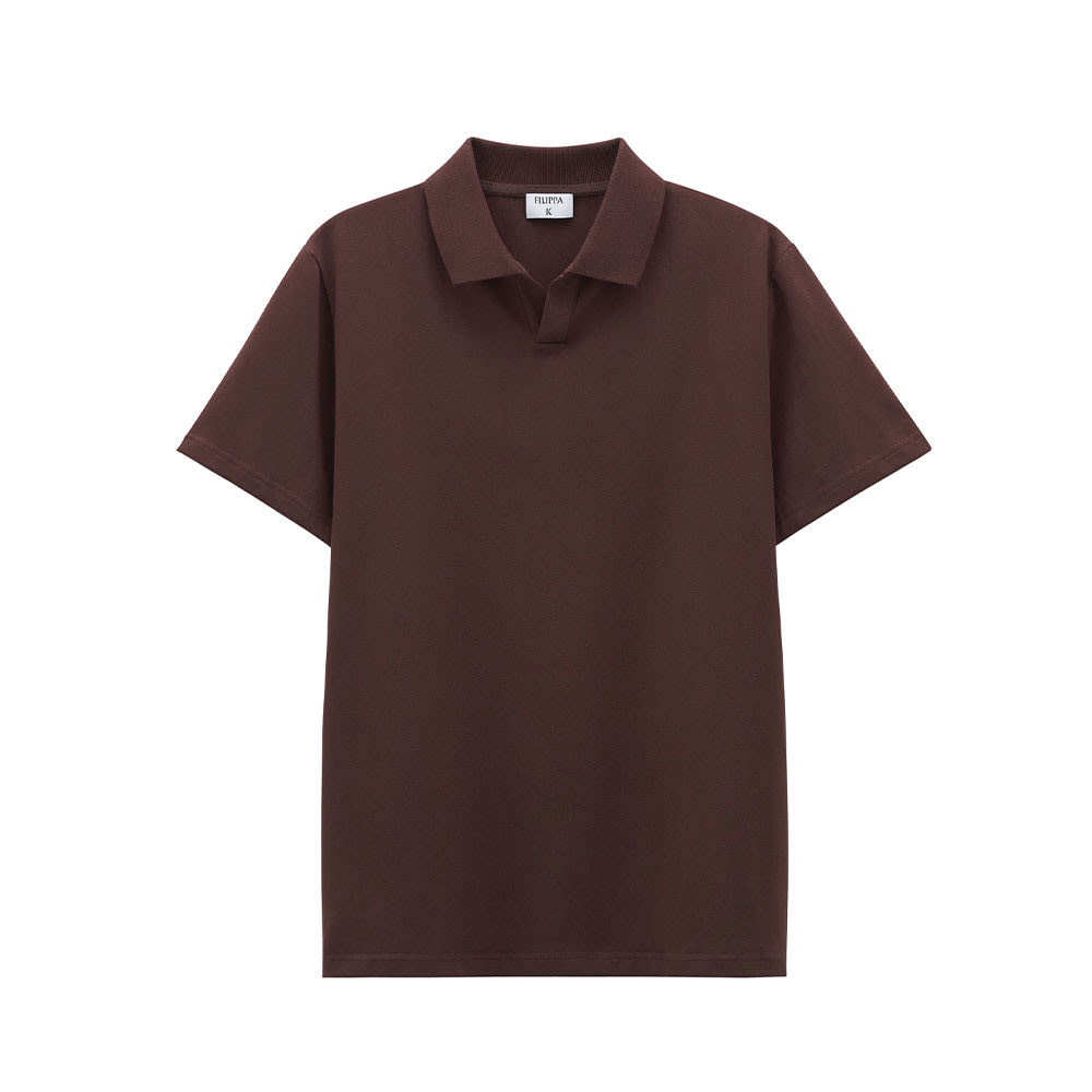 Stretch Cotton Polo T-Shirt, Brandy