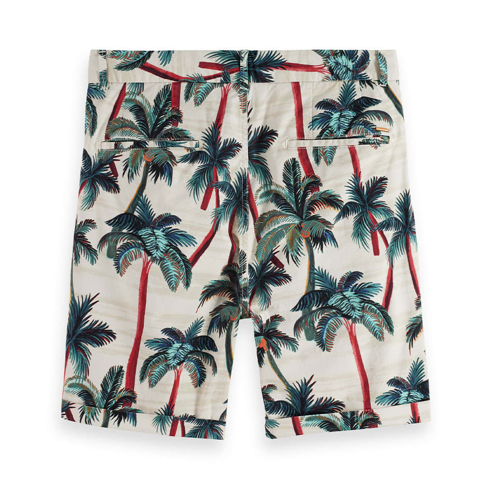 Stuart Printed Chino Shorts, Offwhite Palmtrees Aop
