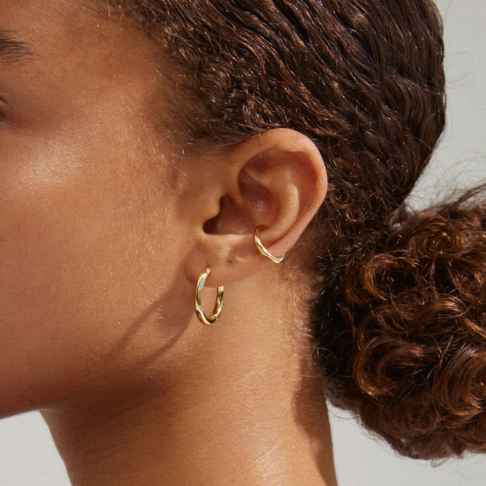 Pause Earrings, Gold Plated