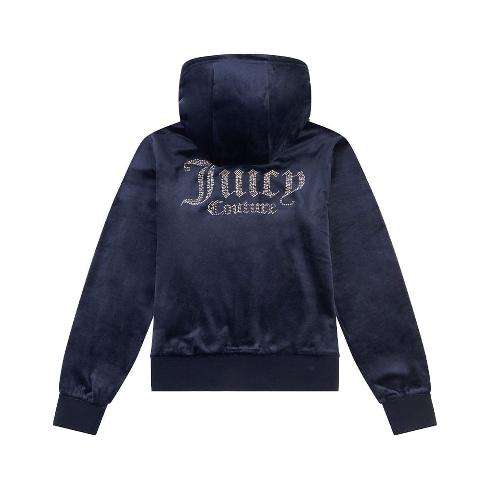 Hood Diamante Velour Zip Thru Hoodie